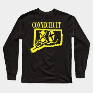 Connecticut Grunge Smiling Face Black Background Long Sleeve T-Shirt